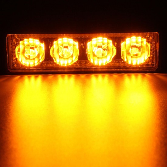 4W LED Strobe Flash Light Side Marker Emergency Beacon Warning Lamp Yellow 12V-24V for Car Truck