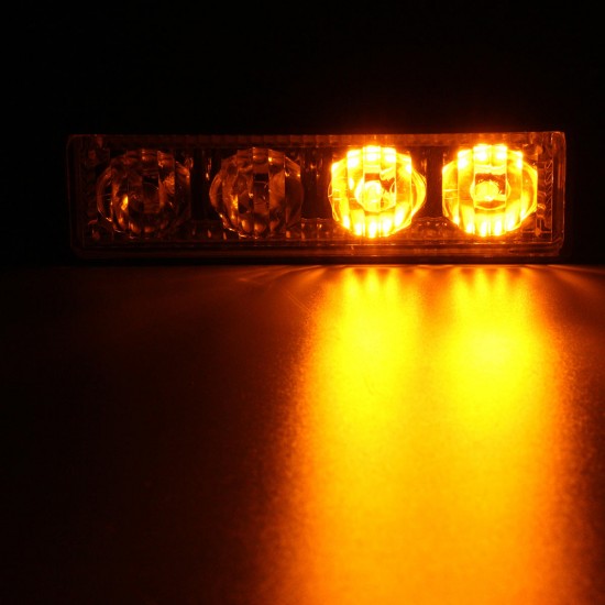 4W LED Strobe Flash Light Side Marker Emergency Beacon Warning Lamp Yellow 12V-24V for Car Truck