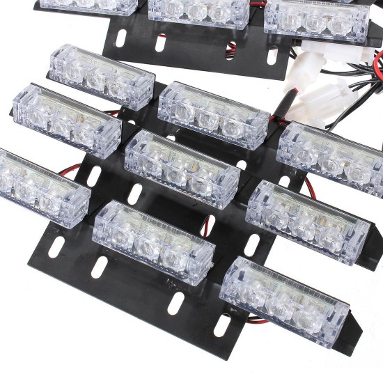 54 LED Emergency Strobe Lights Front Grill Flash Lamps with 3 Flashing Mode Yellow for 12V Vehicles