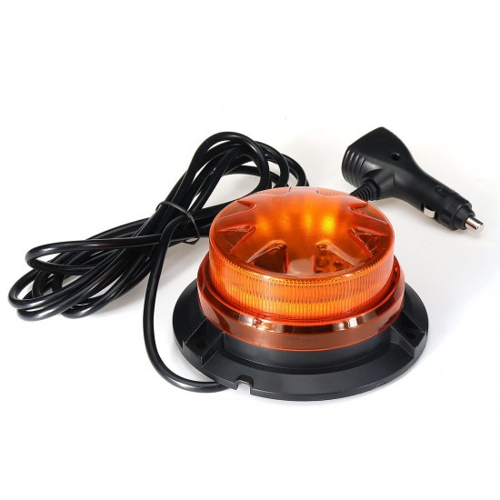 Flashing Beacon Warning Light 360 Degree Rotating Roof Strobe Lamp Yellow Magnet Adsorption for 12V/24V Vehicle