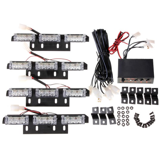 LED Car Grille Strobe Light Mini Police Emergency Warning Signal Flash Lamp 18W 12V Amber 4PCS LED Car Grille Strobe Light Mini Police Emergency Warning Signal Flash Lamp 18W 12V Amber 4PCS