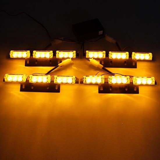 LED Car Grille Strobe Light Mini Police Emergency Warning Signal Flash Lamp 18W 12V Amber 4PCS LED Car Grille Strobe Light Mini Police Emergency Warning Signal Flash Lamp 18W 12V Amber 4PCS