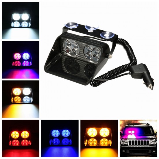 LED Windshield Warning Light Car Flash Police Beacon Emergency Strobe Signal Windscreen Lamp 12V