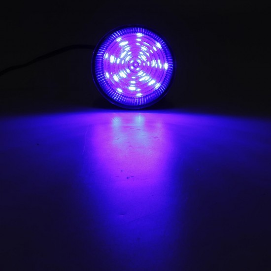 Round 20 LED Strobe Lights Emergency Warning Flashing Beacon Lamp Blue/Yellow DC 10-110V for Truck Tractor Agricultural Vehicle