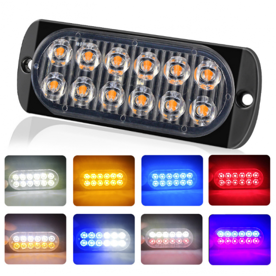 Ultra-thin 12LED Side Strobe Lights 36W Flash Lamp Aluminum Housing 7 Colors 12-24V for Pickup Truck Motorcycle