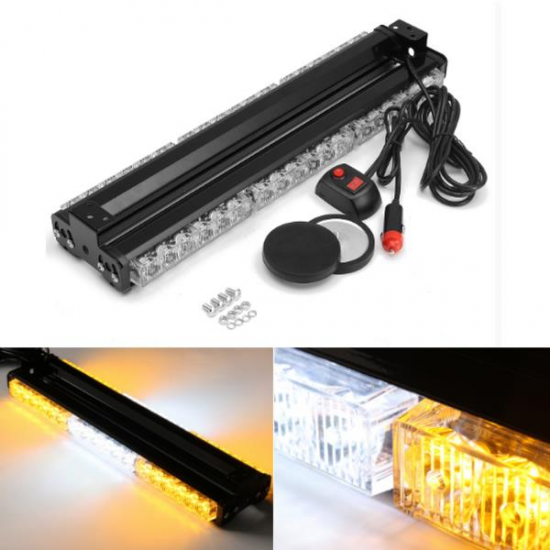 Universal 12V 108W 6000K LED Strobe Warning Light Flashing Work Light Bar White Amber