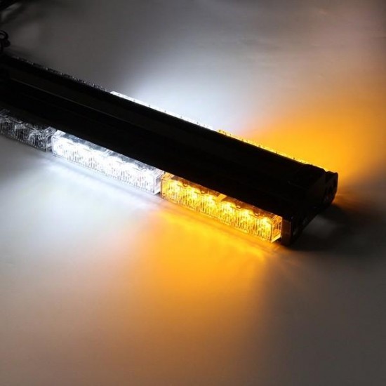 Universal 12V 108W 6000K LED Strobe Warning Light Flashing Work Light Bar White Amber