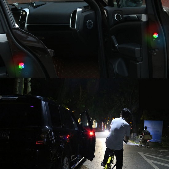 Universal Wireless LED Car Door Opening Warning Signal Light Safety Flash Lamp Anti-collision Waterproof Red 2PCS