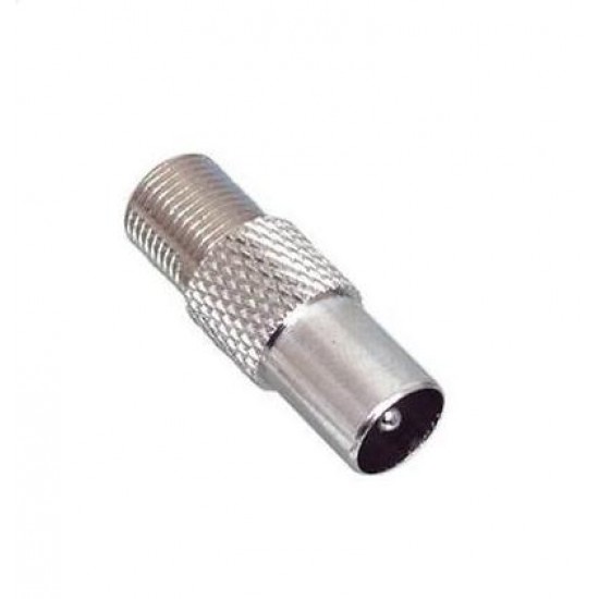 Silver F Type Female Screw Plug To TV Aerial RF Male Connector Adapter