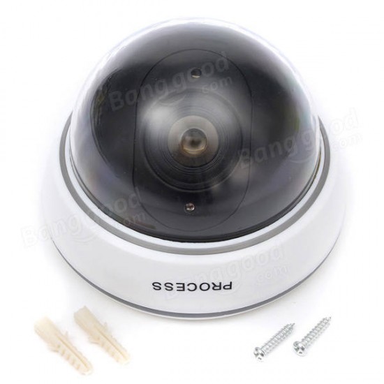 1500B Dummy Simulation Dome Camera Surveillance CCTV Security w/ Flashing Red LED Light