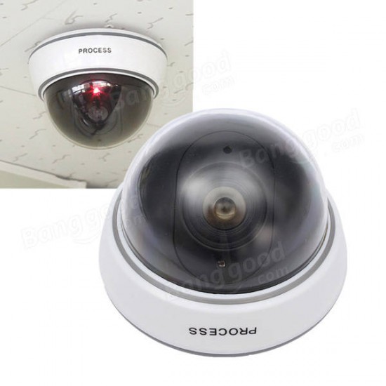 1500B Dummy Simulation Dome Camera Surveillance CCTV Security w/ Flashing Red LED Light