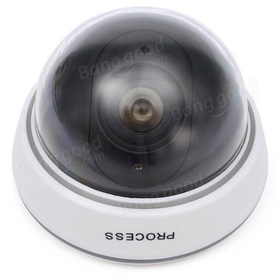 1500B Dummy Simulation Dome Camera Surveillance CCTV Security w/ Flashing Red LED Light