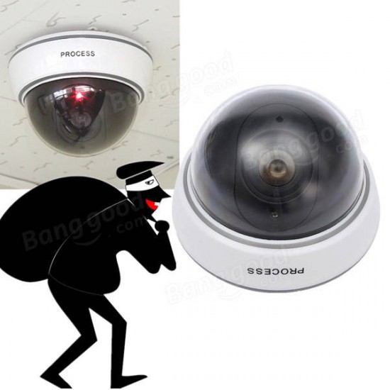 1500B Dummy Simulation Dome Camera Surveillance CCTV Security w/ Flashing Red LED Light