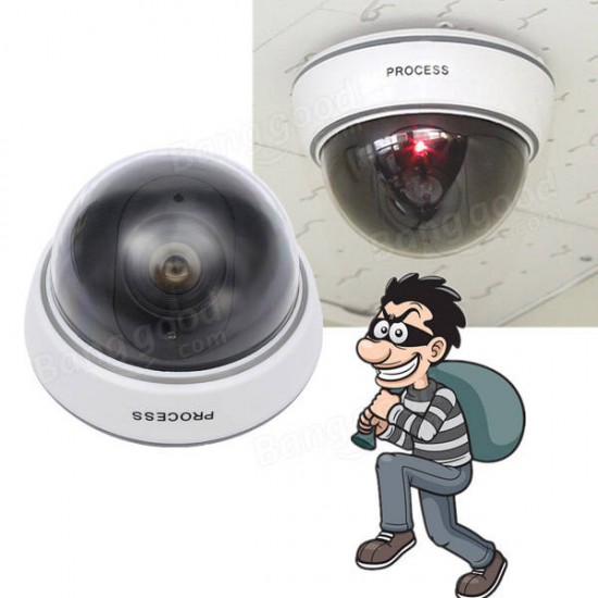 1500B Dummy Simulation Dome Camera Surveillance CCTV Security w/ Flashing Red LED Light