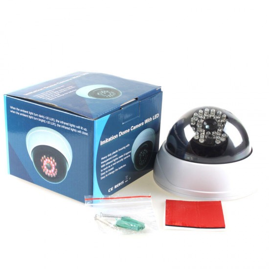 C-63 Dummy Dome CCTV Camera Anti Theft Security Store Shop Indoor Outdooors Fake Red Led White