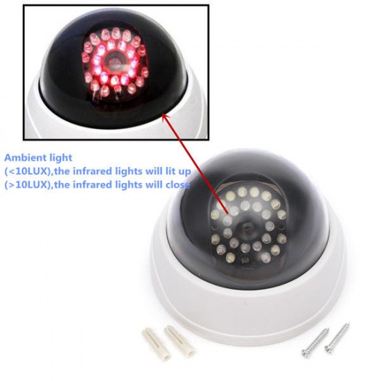 C-63 Security Dummy Fake Surveillance CCTV Dome IR Camera with Flashing Red LED Light