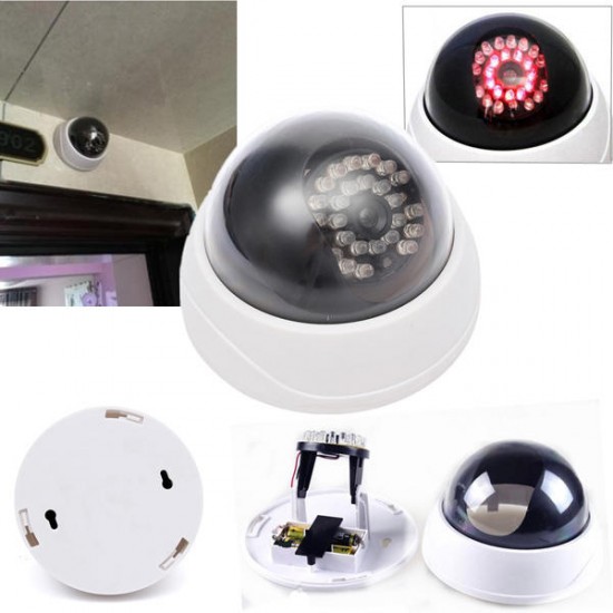 C-63 Security Dummy Fake Surveillance CCTV Dome IR Camera with Flashing Red LED Light