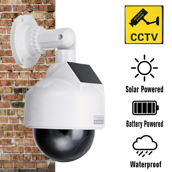 Solar Power Fake Camera CCTV Realistic Dummy Security Cam Simulation Monitor