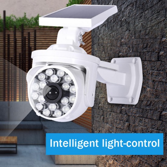 Solar Powered LED Wall Light Simulation Dummy Camera Toy PIR Motion Sensor Waterproof Outdoor Lamp