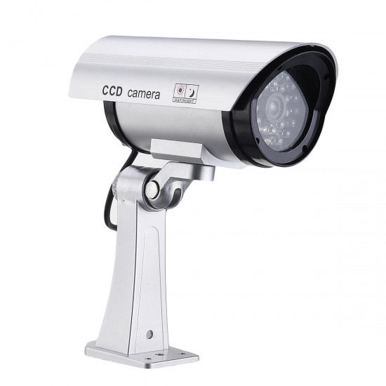 Solar Powered Simulation Camera Security CCTV Dome Camera Outdoor with 30 LED Night Light