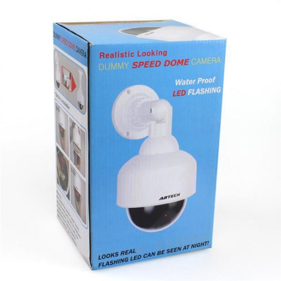 Waterproof Dummy Dome PTZ Fake Camera Surveillance Security CCTV Blinking Red LED Light Monitor