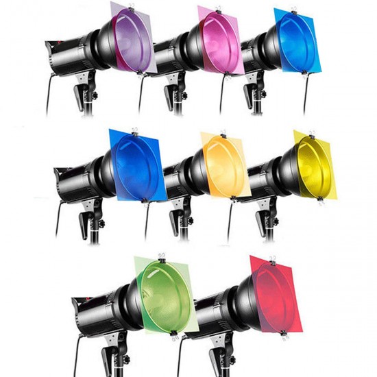 8 in 1 12 Inch 8-Color Gel Lighting Filter For Strobe Light Photography Flash Studio Kit