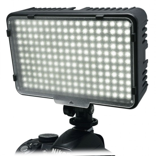 LE-198A 13W 3200K 5500K Dimmable LED On-Camera Video Light for DSLR Camera with Soft and Orange Filter