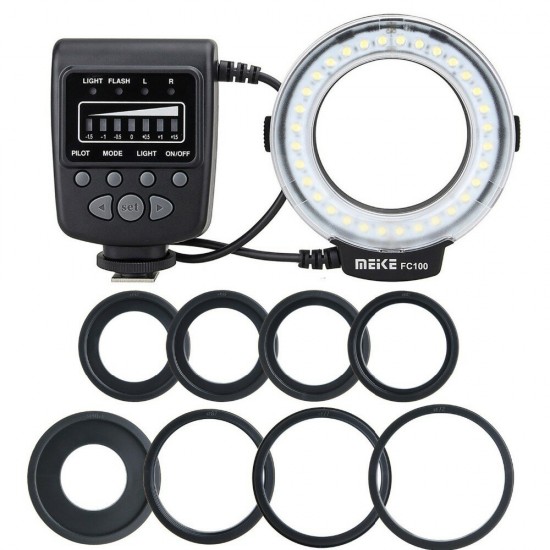 FC-100 Manual LED Macro Ring Flash Video Light for Canon for Nikon Digital DSLR Camera