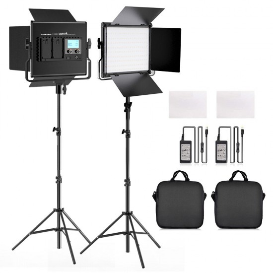 L4500K Bi-color 2 Set LED Video Light Kit Professional Camera Light Dimmable Fill Light Video with Tripod and Bag L4500K Bi-color 2 Set LED Video Light Kit Professional Camera Light Dimmable Fill Light Video with Tripod and Bag