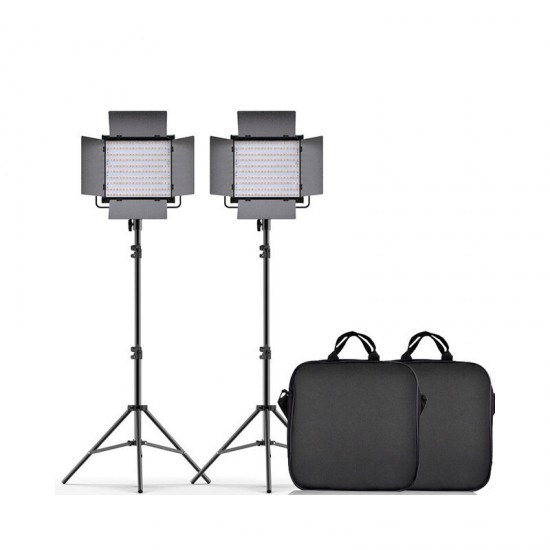 L4500K Bi-color 2 Set LED Video Light Kit Professional Camera Light Dimmable Fill Light Video with Tripod and Bag