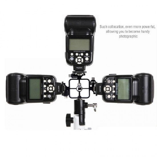 Triple Hot ShoE Mount Adapter Flashlight Stand Umbrella Holder Bracket for Canon Nikon Pentax Triple Hot ShoE Mount Adapter Flashlight Stand Umbrella Holder Bracket for Canon Nikon Pentax