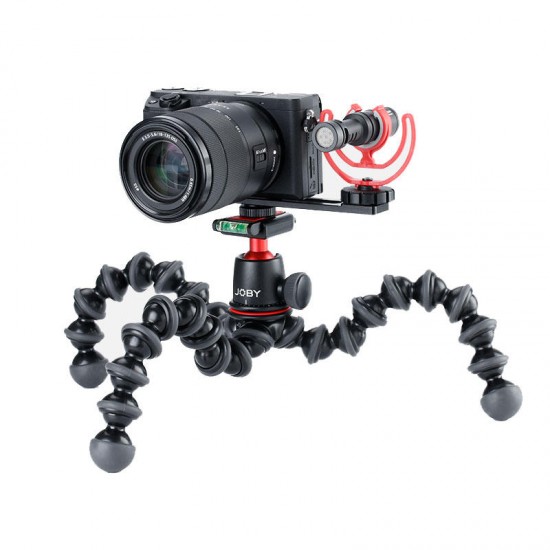 PT-5 Microphone Mount Plate Bracket Holder Extension Bar with Cold Shoe 1/4-20 Tripod Hole for DSLR Camera