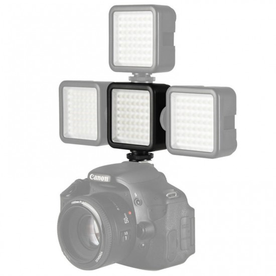 W49 Mini Camera LED Video Light Interlock with 3 Hot Shoe Mount