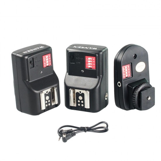 W&5 PT-16GY 16 Channels Wireless Flash Trigger Transmitter Set with 2 Receivers for Canon for Nikon for Pentax for Olympus