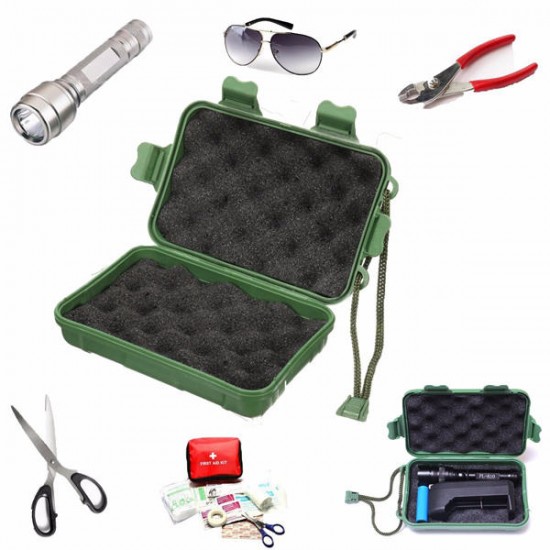 Green Plastic Flashlight Tools Storage Case Box For Outdooors 14.5 x 9.5 x 4cm