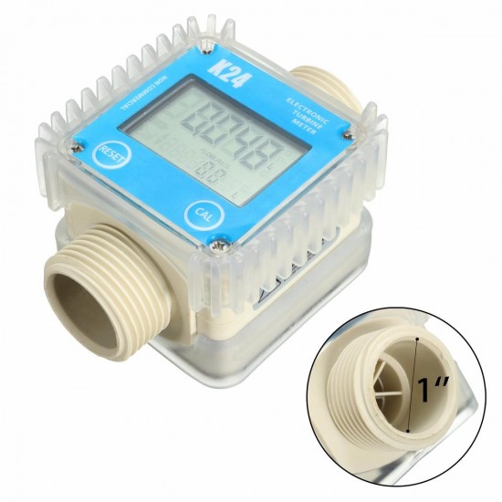 K24 1inch Digital Turbine Diesel Fuel Flow Meter Guage Counter for Chemicals Water