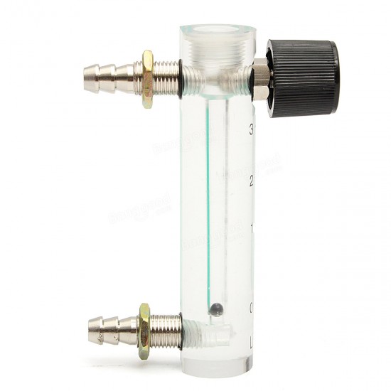 LZQ-2 0-3LPM 93mm Acrylic Gas Air Oxygen Flow Meter with Control Valve Metal Connector