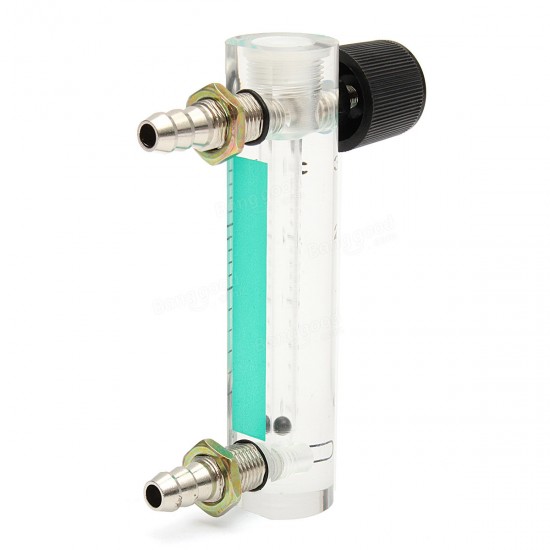 LZQ-2 0-3LPM 93mm Acrylic Gas Air Oxygen Flow Meter with Control Valve Metal Connector