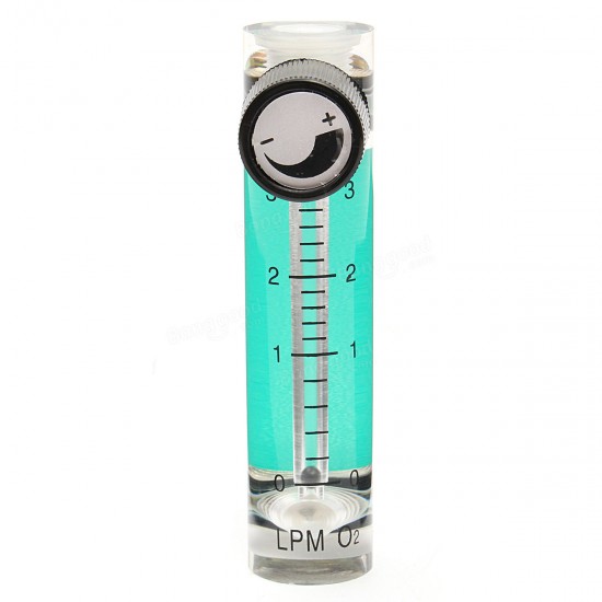 LZQ-2 0-3LPM 93mm Acrylic Gas Air Oxygen Flow Meter with Control Valve Metal Connector