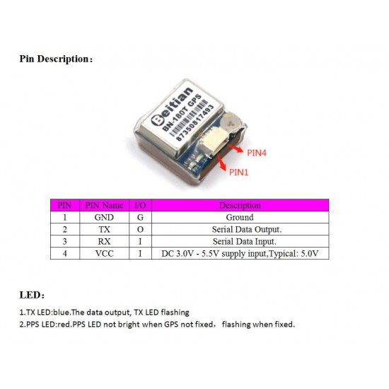 BN-180T GPS GLONASS Module for APM Pixhawk CC3D Naze32 F3 F4 Flight Controller RC Drone