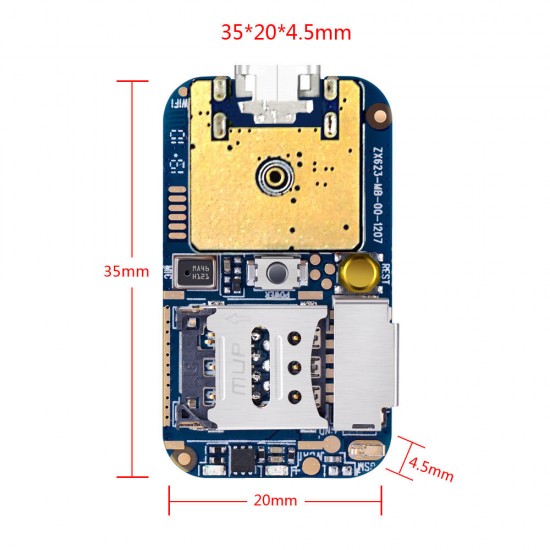 ZX623W GPS Tracker Module GSM Wifi LBS Locator PCBA SOS Web APP TF Card SMS CoordinateTracking Voice Recorder