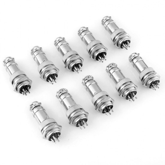 10 Sets GX16-6 16mm 6 Pin Male & Female Wire Panel Connector Aviation Connector Socket Plug