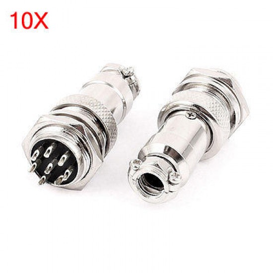 10 Sets GX16-8 16mm 8 Pin Male & Female Wire Panel Connector Circular Aviation Connector Socket Plug