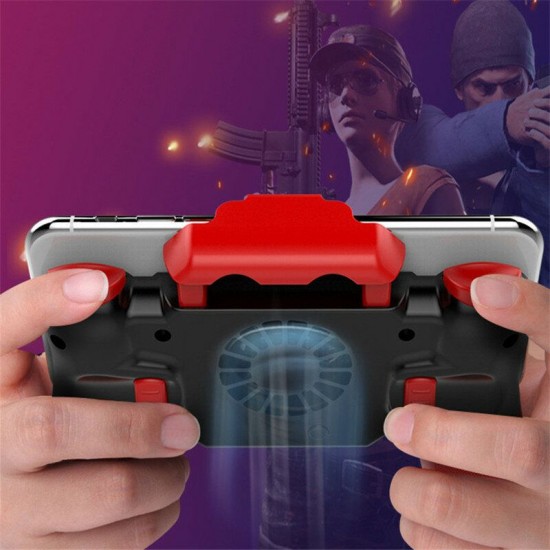Six Fingers PUBG Game Controller Gamepad Radiator Metal Trigger Shooting Free Fire Gamepad Joystick With Cooling Fan For iPhone