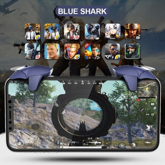 Blue Shark Mobile Shark Gamepad Joystick Gaming Trigger L1 R1 Shooter Controller for iPhone XS 11Pro Huawei P30 P40 Pro Blue Shark Mobile Shark Gamepad Joystick Gaming Trigger L1 R1 Shooter Controller for iPhone XS 11Pro Huawei P30 P40 Pro