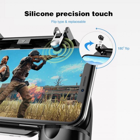 S6-W10 PUBG Game Controller Gamepad Trigger Shooter for PUBG Mobile Game with Foldable Phone Holder for Android iOS Phones