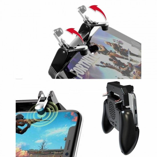 S8-SR PUBG Game Controller Gamepad Trigger Shooter for PUBG Mobile Game with Rear Fan for Android iOS Phones