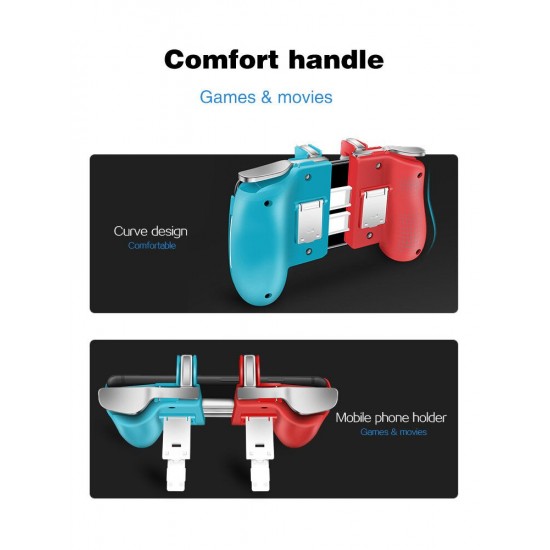 S9-D Colorful PUBG Game Controller Gamepad Trigger Shooter for PUBG Mobile Game with Foldable Phone Holder for Android iOS Phones