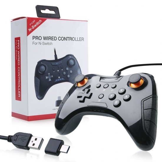 TNS-901 For Nintendo Switch Pro USB Cable Wired Game Controller Gamepad+male Type-C to USB adapter