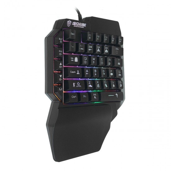 F6 RGB LED Backlit Gaming Keyboard One Hand Mechanical Keyboard for PUBG PC Games 39 Keys Single Hand Keyboard